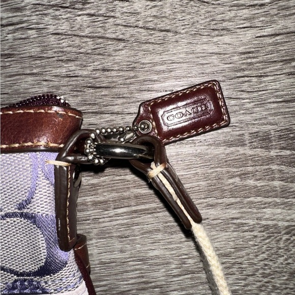 COACH Y2K Vintage Signature Logo Purple Crossbody Suede Grommet Silver Purse Bag - Picture 5 of 5